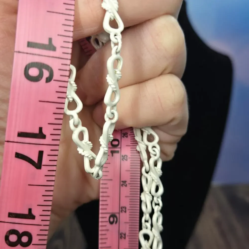 Vintage Monet White Twisted Chain Statement Long Necklace (for Layering) [J33]